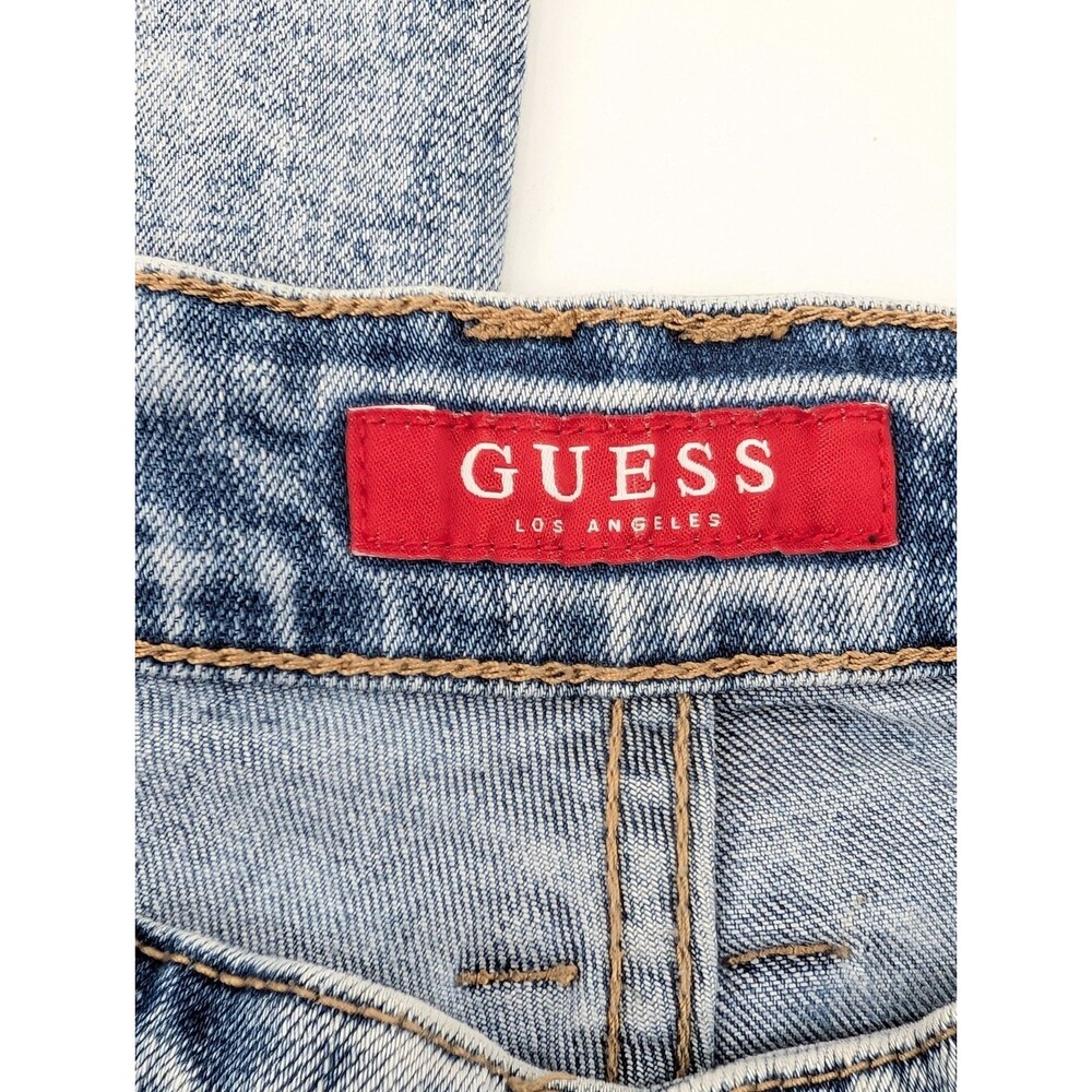 Guess Jeans Mens Light Blue Acid Wash Mid Rise Slim Tapered Jeans 34"x31" - Picture 4 of 14